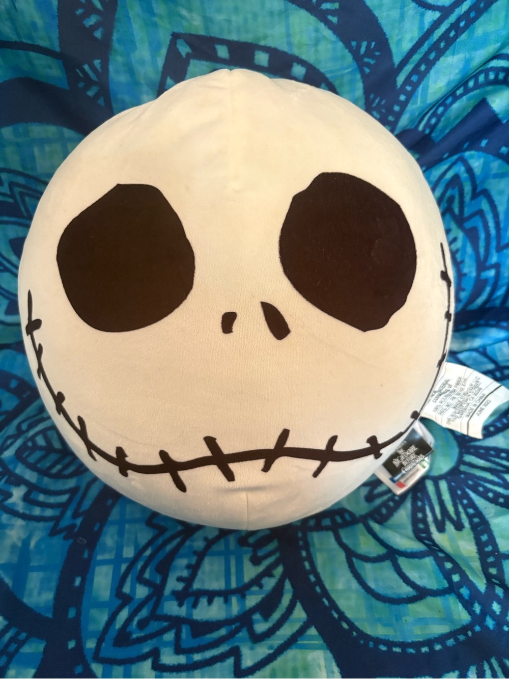 Disney Jack Skellington Plush Face Pillow - White & Black